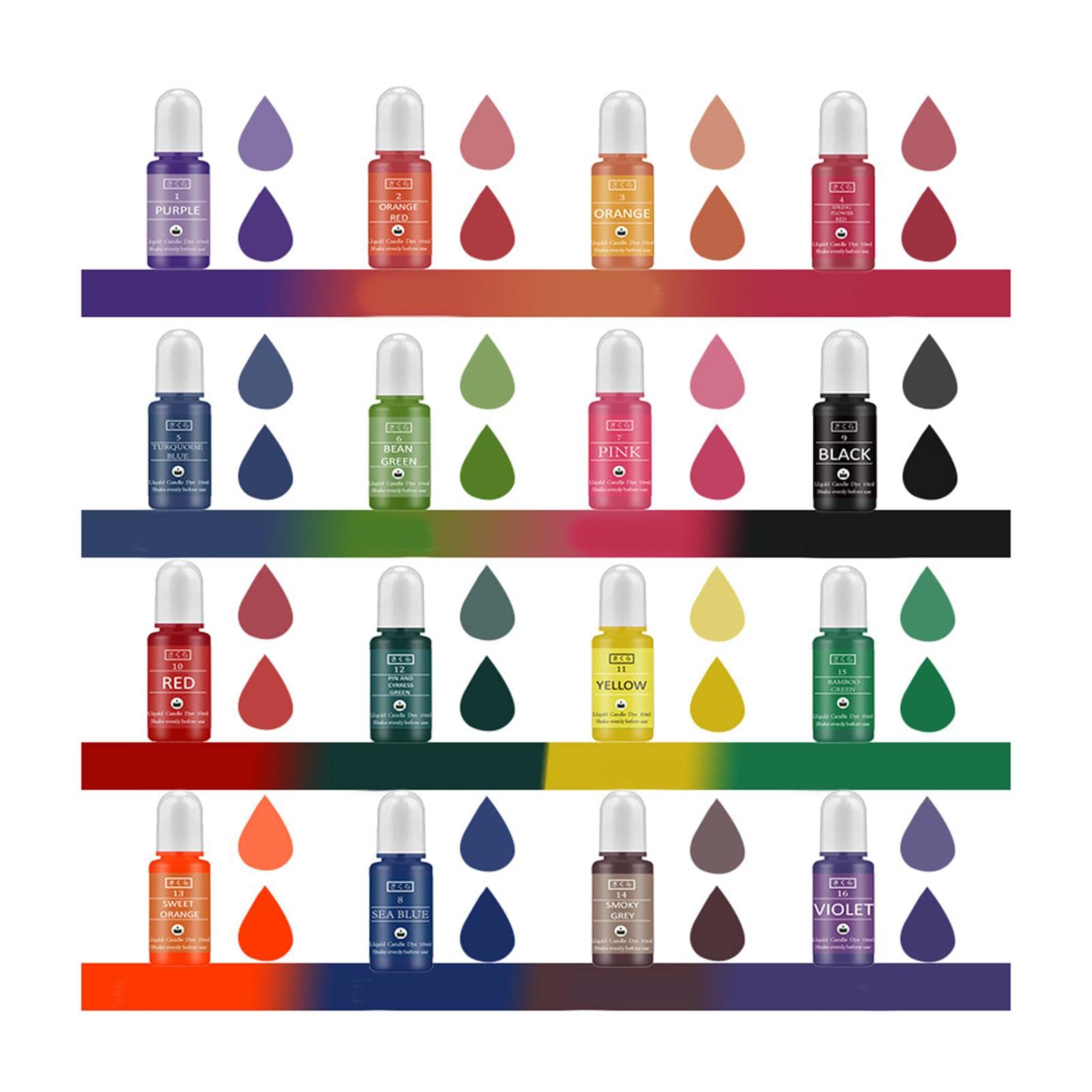 16x Kerzenfarbstoff für Die Kerzenherstellung 10ml Je DIY Kunsthandwerk