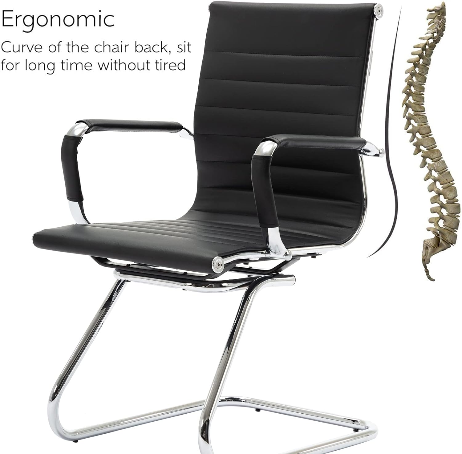 Buy Guyou Office Reception Guest Chairs Set of 6 Mid Back PU Leather