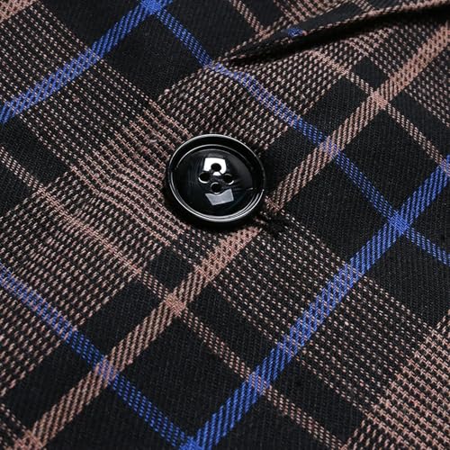 Plaid Blazer Men Vintage One Button Notched Lapel Sports Coat Slim Plaid Suit Jackets for Wedding Dinner Party4