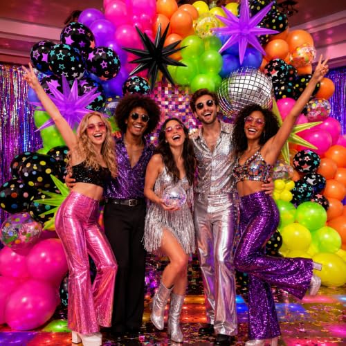 Image of 408Pcs Neon Balloons Arch Garland Kit with Glow in the Dark Balloons, Neon Balloon Arch Kit for Back to 80s 90s DISCO Birthday Party Let's Glow Party Rock Roll Fiesta Party Decorations