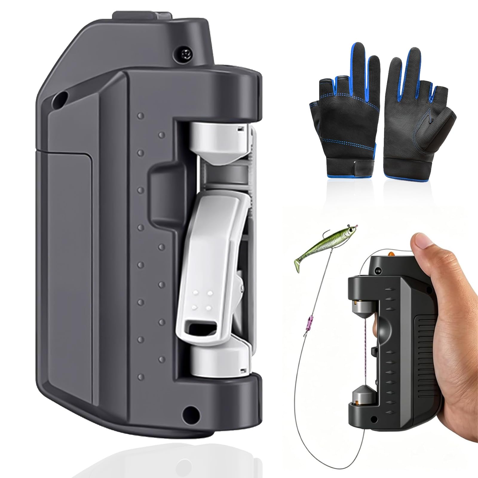 Automatic Fishing Knot Tying Tool, Upgraded Easy Cast Electric Lure GT Knotter,Portable Quick Fishing Line Knot Tying Tool,Fishing Hook Tier Knots for Freshwater & Saltwater Fishing (Battery-GY)
