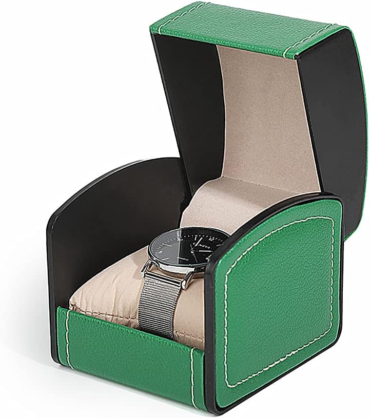 NuAngela PU Leather Watch Box, Single Display Luxury Storage Case for Wristwatches and Smart Watches Holder With Pillow