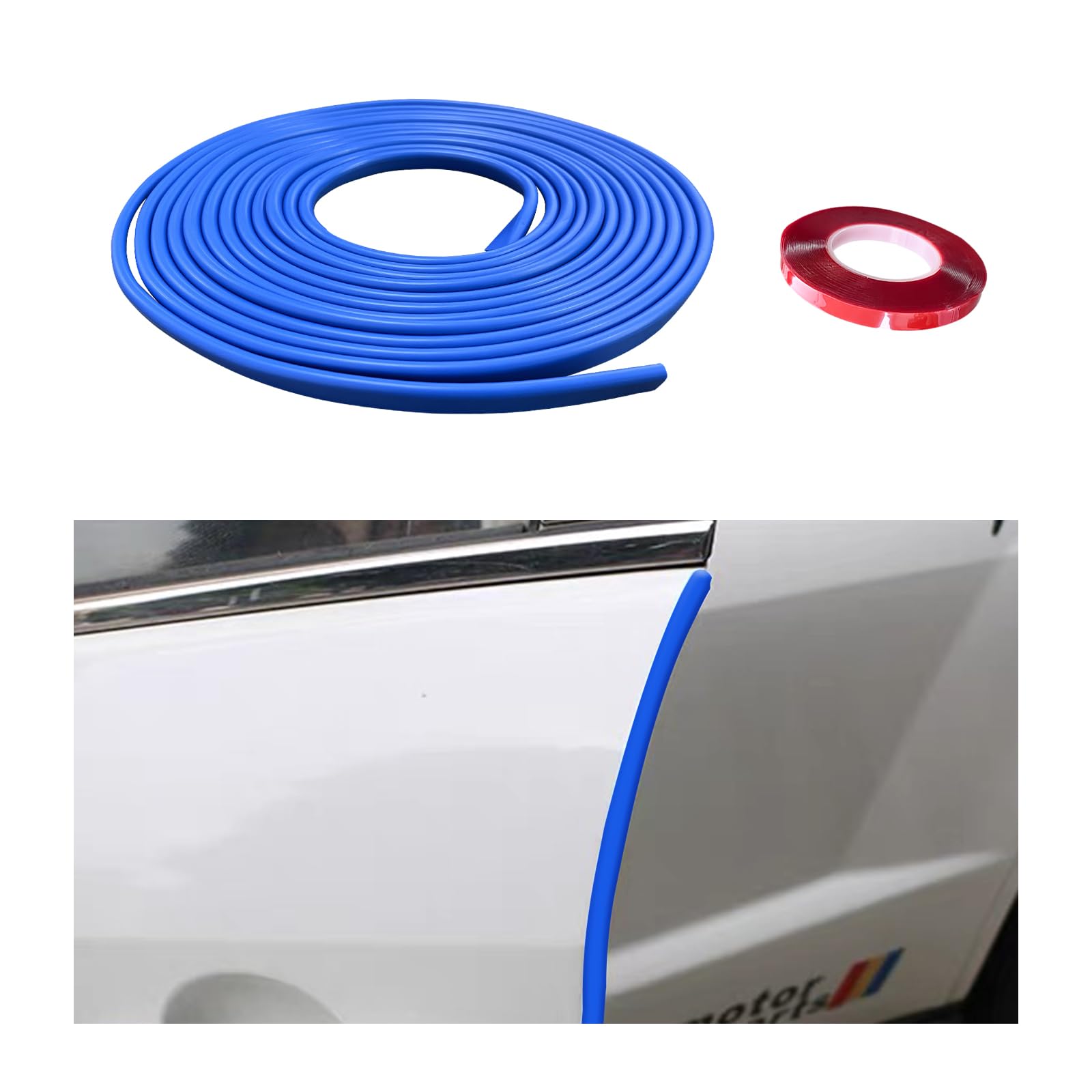 Car Door Edge Guard, 16Ft (5M) Anti-Collision Rubber Edge Trim Protector with U Shape, Auto Sealed Door Entry Trim Molding Guard, Universal Accessories for Most Vehicles (Blue)