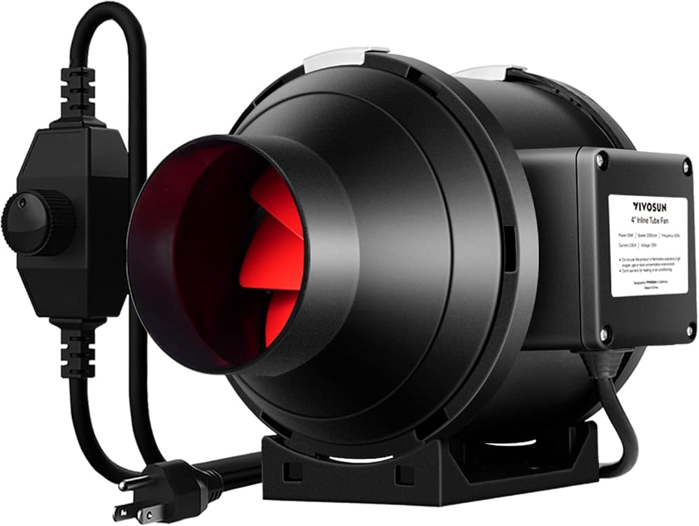 VIVOSUN R4 4" Inline Fan, 190 CFM for Grow Basement Bathroom Kitchen Attic | Ventilation Exhaust Fan & Speed Controller, Vent Booster for HVAC, Workshop, Grow Tents, 3D Printer