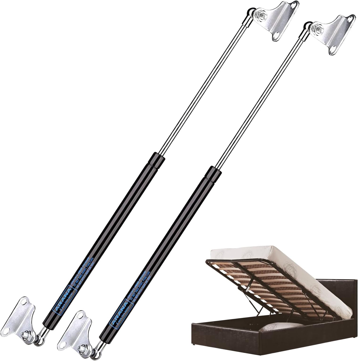 23 inch 100 lb Gas Prop Strut Shock 23" 445N/100LB Gas Spring Struts, 2Pcs Set with L-Type Mounting Brackets for Heavy Duty RV Bed Murphy Bed Large Garbage Box Floor Hatch Custom Window ARANA