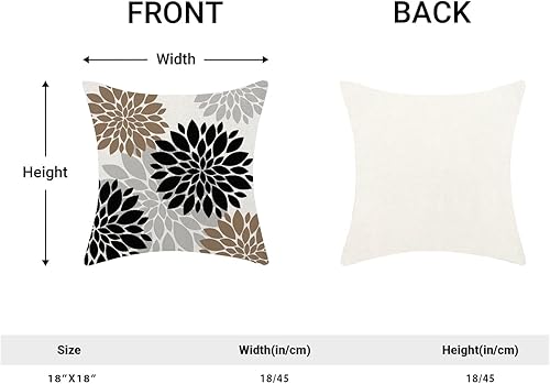 Miniatura 4 de BETGINY 2 fundas de almohada negras y marrones de 18 x 18 pulgadas, almohadas decorativas de dalia geométrica moderna para sofá, flores de verano
