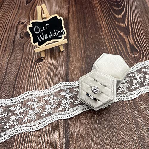 Hexagon-Ring-Box-3-Slots-Velvet-Premium-Wedding-Ring-Bearer-Box-Handmade-Vintage-Three-Rings-Holder-for-Proposal-Engagement-Ceremony-Christmas-Photography-Ivory Hexagon Ring Box 3 Slots Velvet Premium Wedding Ring Bearer Box Handmade Vintage Three Rings Holder for Proposal Engagement Ceremony Christmas Photography Ivory