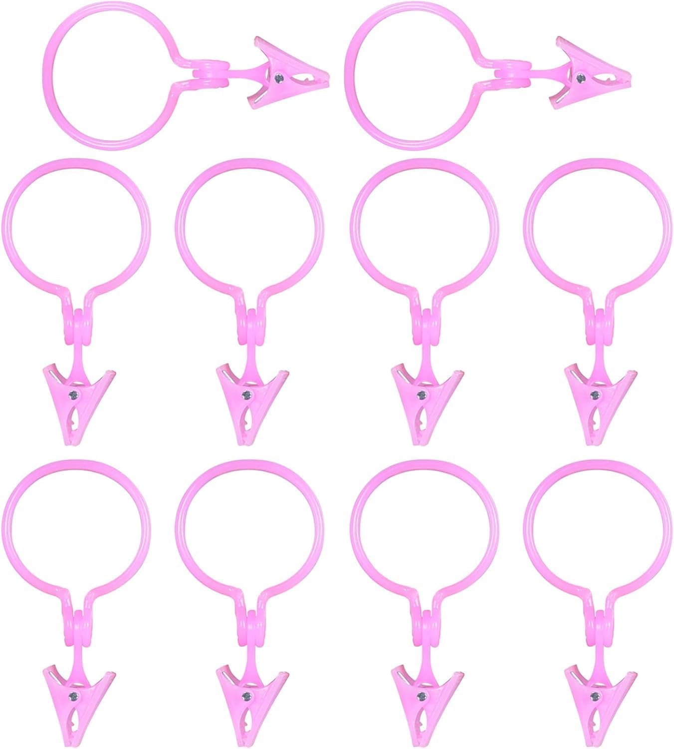 10pcs Pink Detachable with Strong Clamping Curtain Hook Fixed Burr-Free Shower Curtain Ring Drape Clip Home Supplies Shower Curtain Hangers