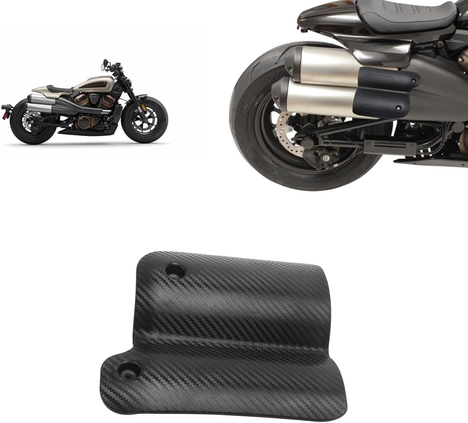 For Sportster S 1250 Sportster1250 RH1250 2021-2024 Motorcycle Exhaust Heat ShieldRear Passenger Heat Shield Covers (Carbon fiber color)