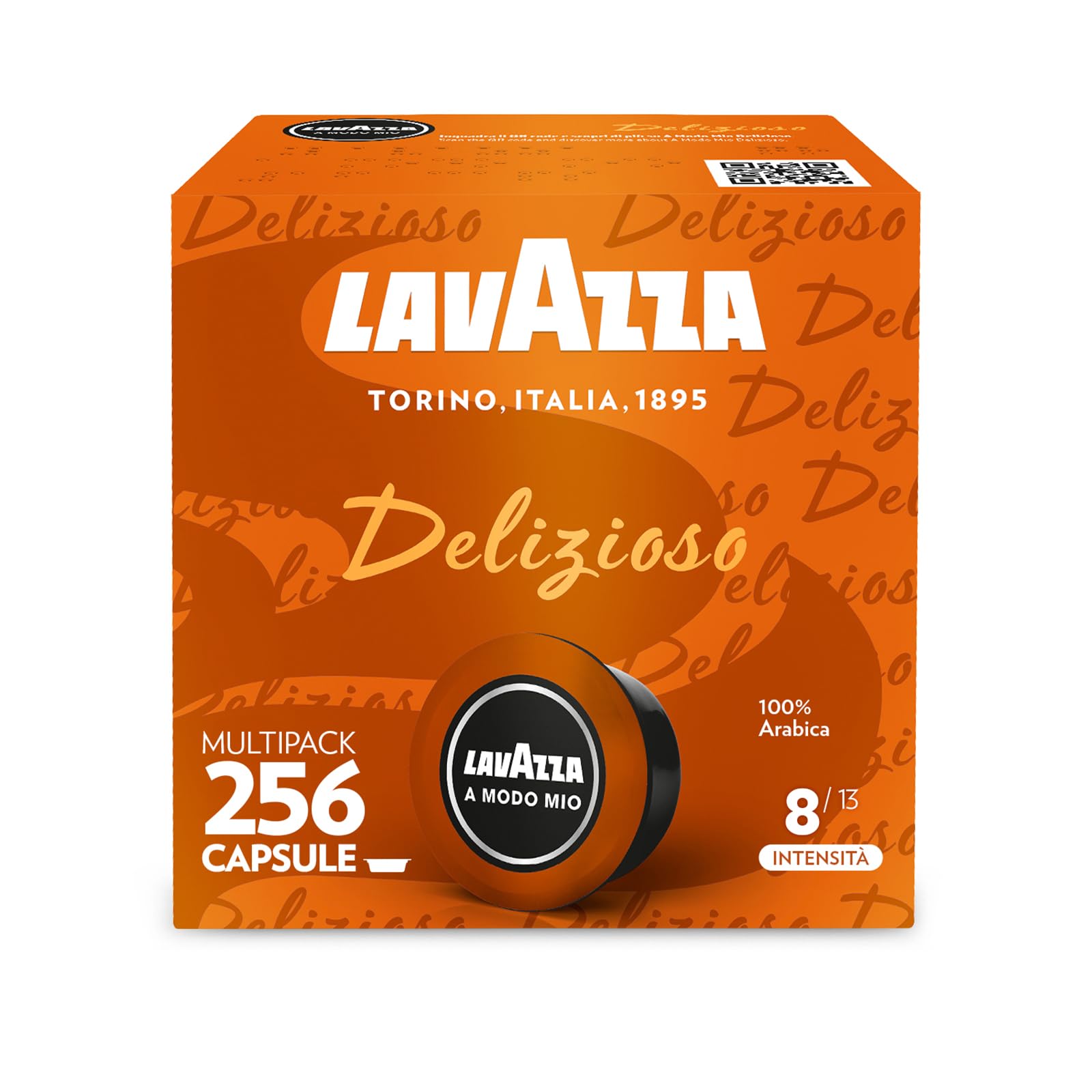 Lavazza, A Modo Mio Delizioso, 256 Capsule Caffè | con Note Aromatiche di Fiori, 100% Arabica, Intensità 8/13, Tostatura Media