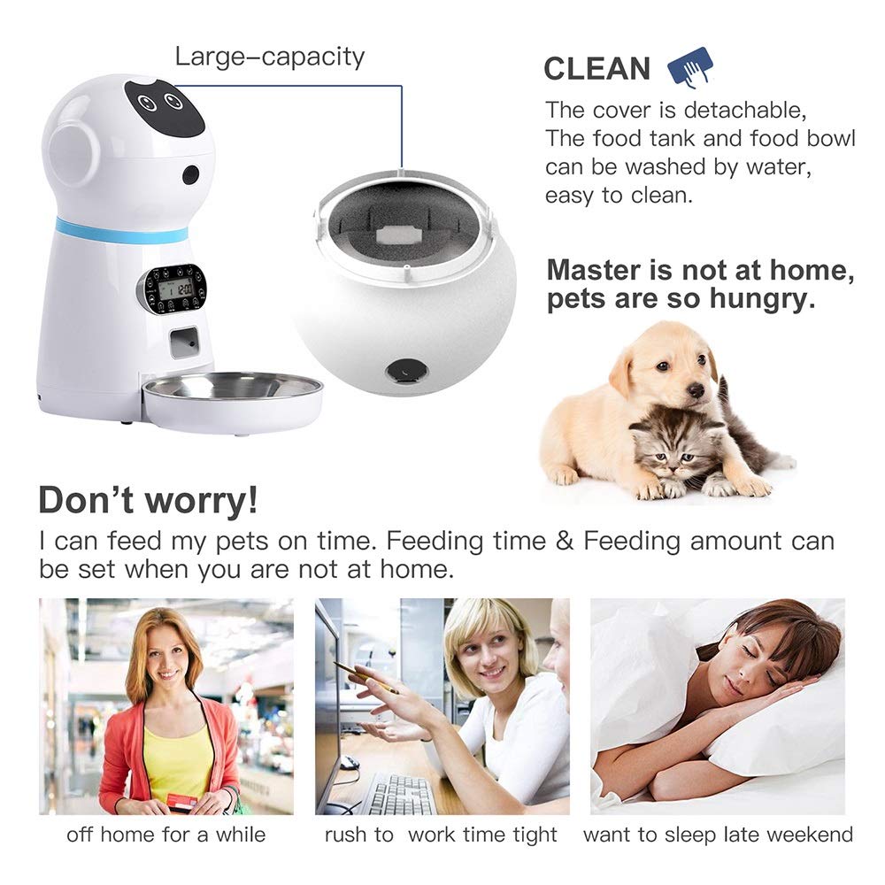 "N/A" EUtoptrader Distributeur Croquettes Chat Chien Automatique,Mangeoire pour Animaux de Compagnie,Distributeur programmable