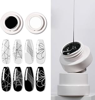 2 Colors Gel Paint For Nails Art Line, Spider Gel For Nails White Black Line (Colorful, S)