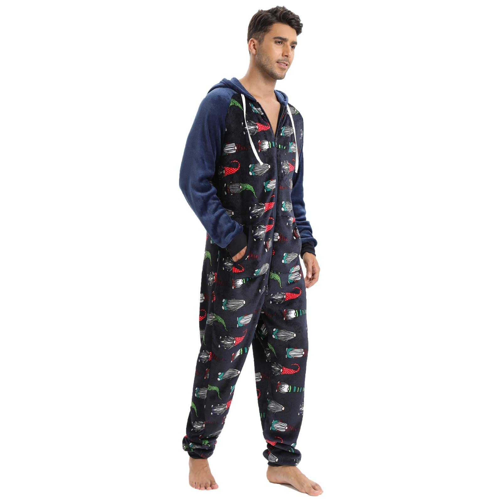 Pigiama Velluto Uomo- Uomo Autunno E Inverno Tempo Libero Star Sciolto Manica Lunga Caldo Pigiama Casa Abbigliamento con Tasche Loungewear Set Pigiama in Flanella