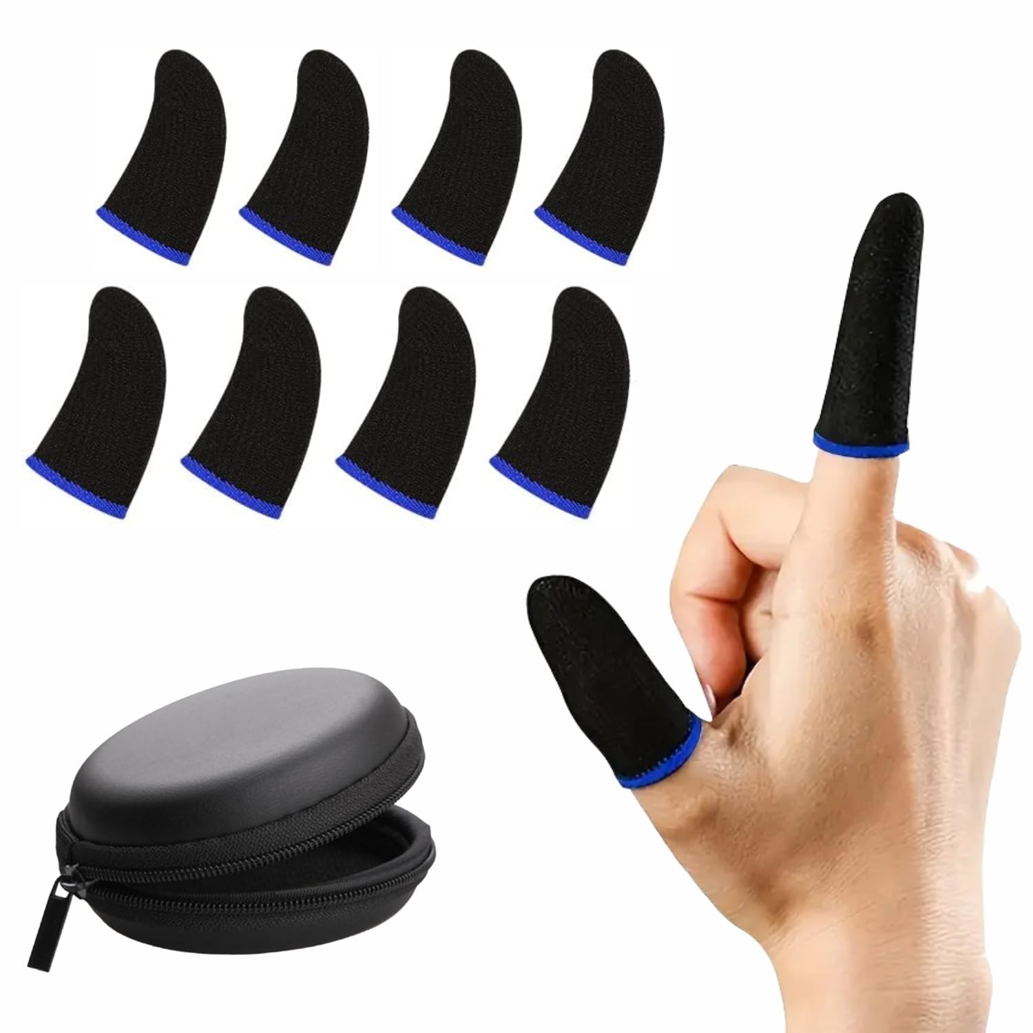 Humble Gaming Thumb & Finger Sleeves for PUBG, Fortnite & Mobile Games – Anti-Slip, Sweat-Proof, Non-Fingerprint, High Precision Thumb & Finger Sleeves, Universal Fit - 4 Pairs (8 Pcs) & Carry Case-image-4