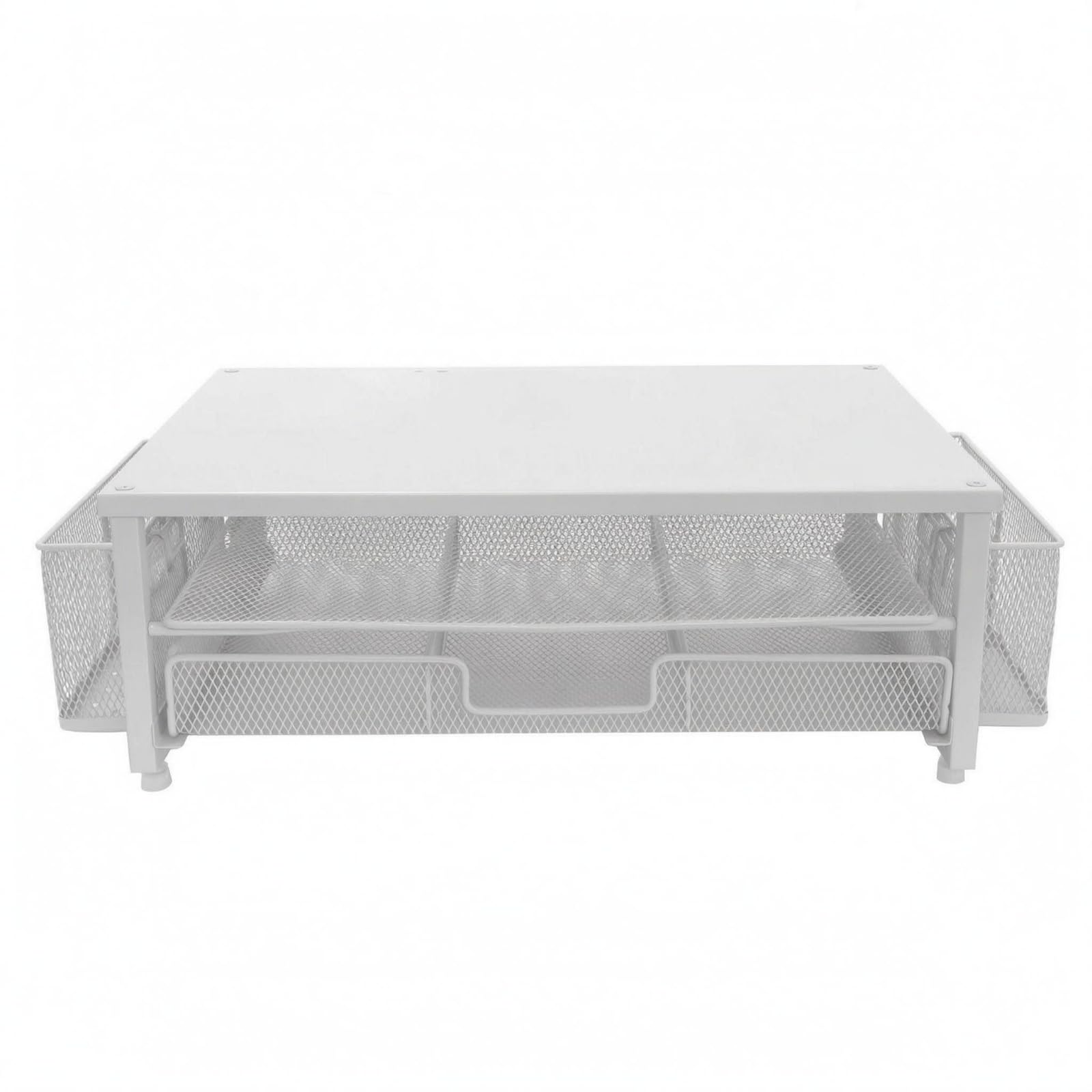 Desk Organizer Eisen Mesh Display Ablage mit Unterteil für Stifte Zubehör Und Notizen für Büro Arbeitszimmer Heimarbeit Geschenke , Weiß