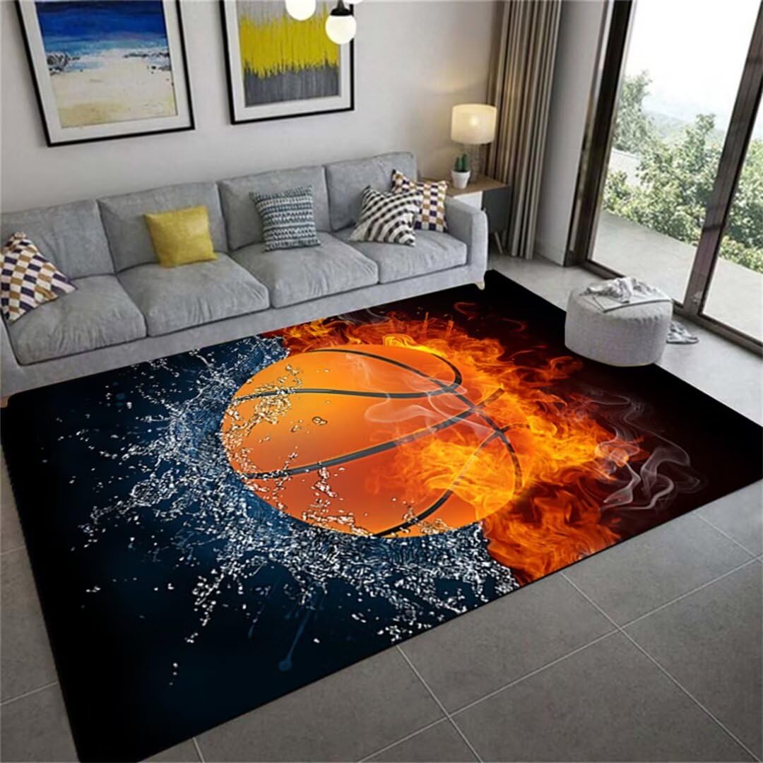 Tapis de basket-ball grand tapis de salon poils courts noir