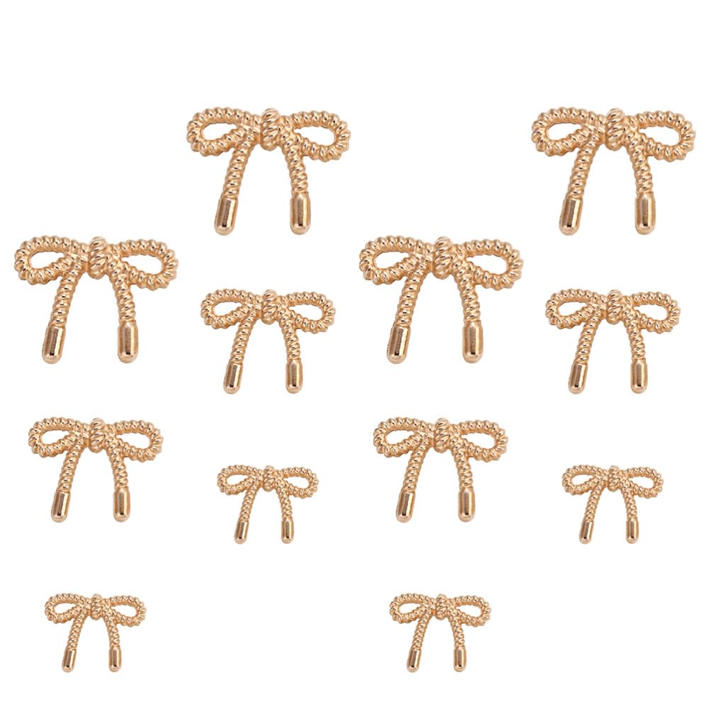 30pcs Mini Bowknot Button, Gold Alloy Decorative Bow Buttons 15mm/17mm/23mm for DIY Sewing Clothing, Fasteners Suit Sweater Cloak Fashion Crafts Projects
