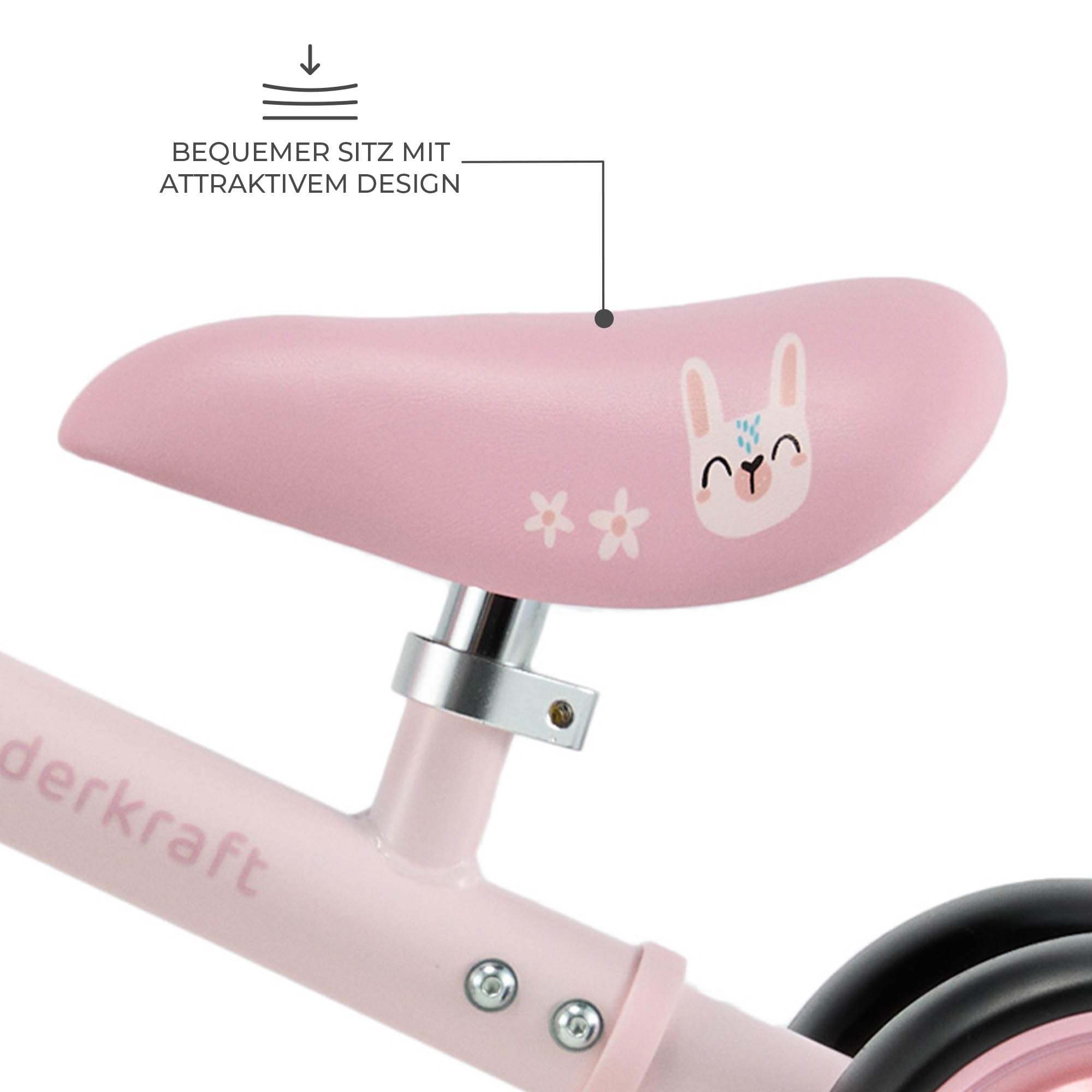 Kinderkraft Cutie Flash Laufrad, Lernlaufrad, Kinderlaufrad, Lauflernrad ohne Pedale, Räder mit LED-Lichtern, Modernes Design, Sichere Konstruktion, für Kinder ab 1 Jahr, Rosa