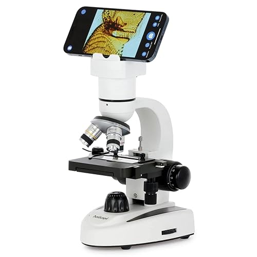 AmScope 40X-1000X Magnification 2MP Wi-Fi Full HD 1080p Digital Compound Microscope for Smart Devices - Integrated Digital Camera, iOS and Android