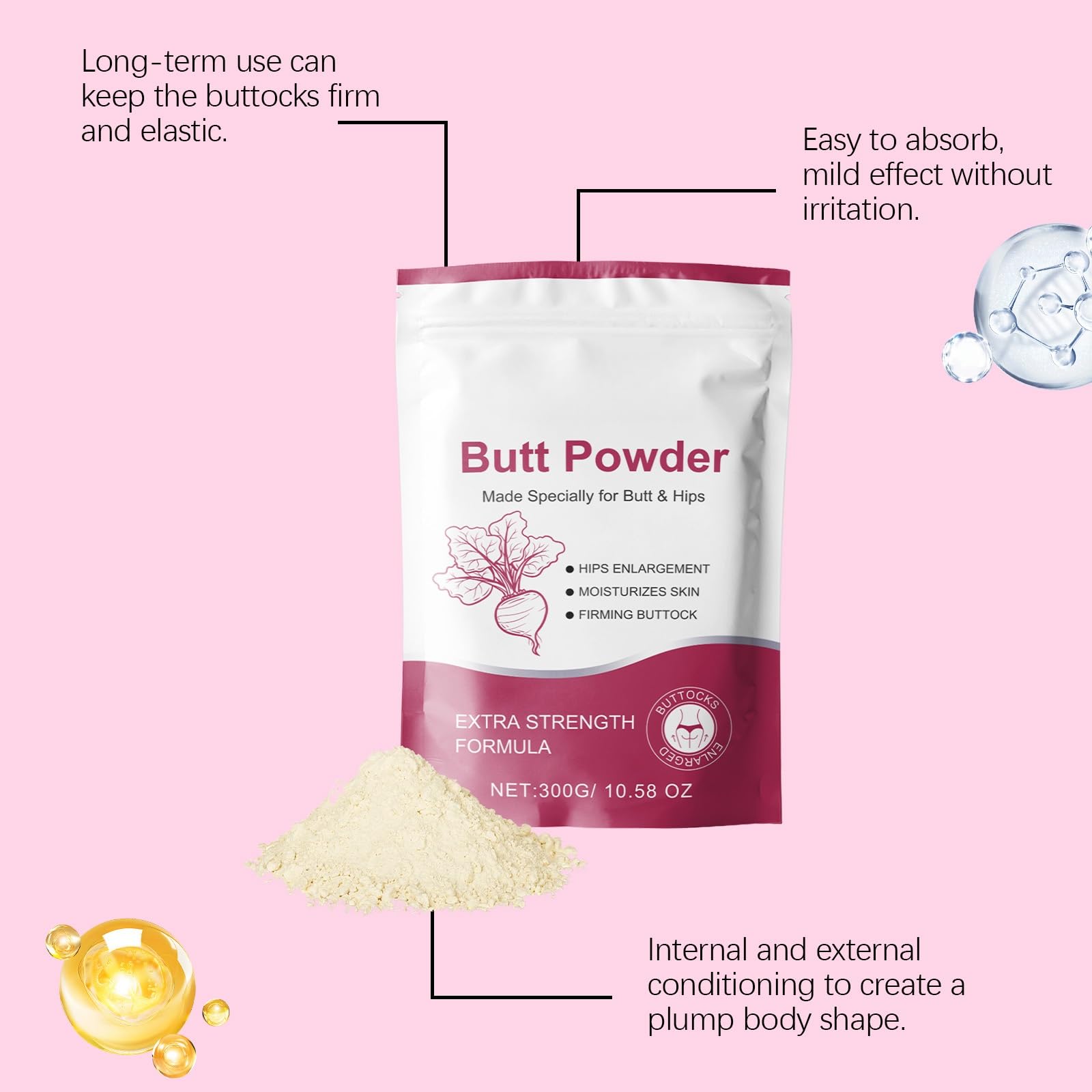 Polvere Nutriente For La Cura Del Corpo Alla Soia, Bevanda Benessere Quotidiana For L'idratazione Della Pelle E L'aspetto Delle Curve, Integratore Vegano(3pcs)