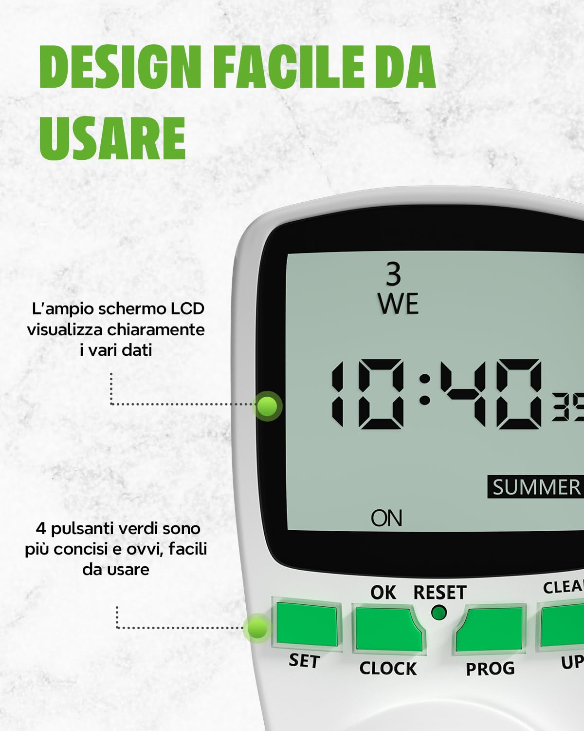 Timer Presa Elettrica Digitale - 20 Programmi, 3680W, Display LCD, Conto Alla Rovescia - Foto 5