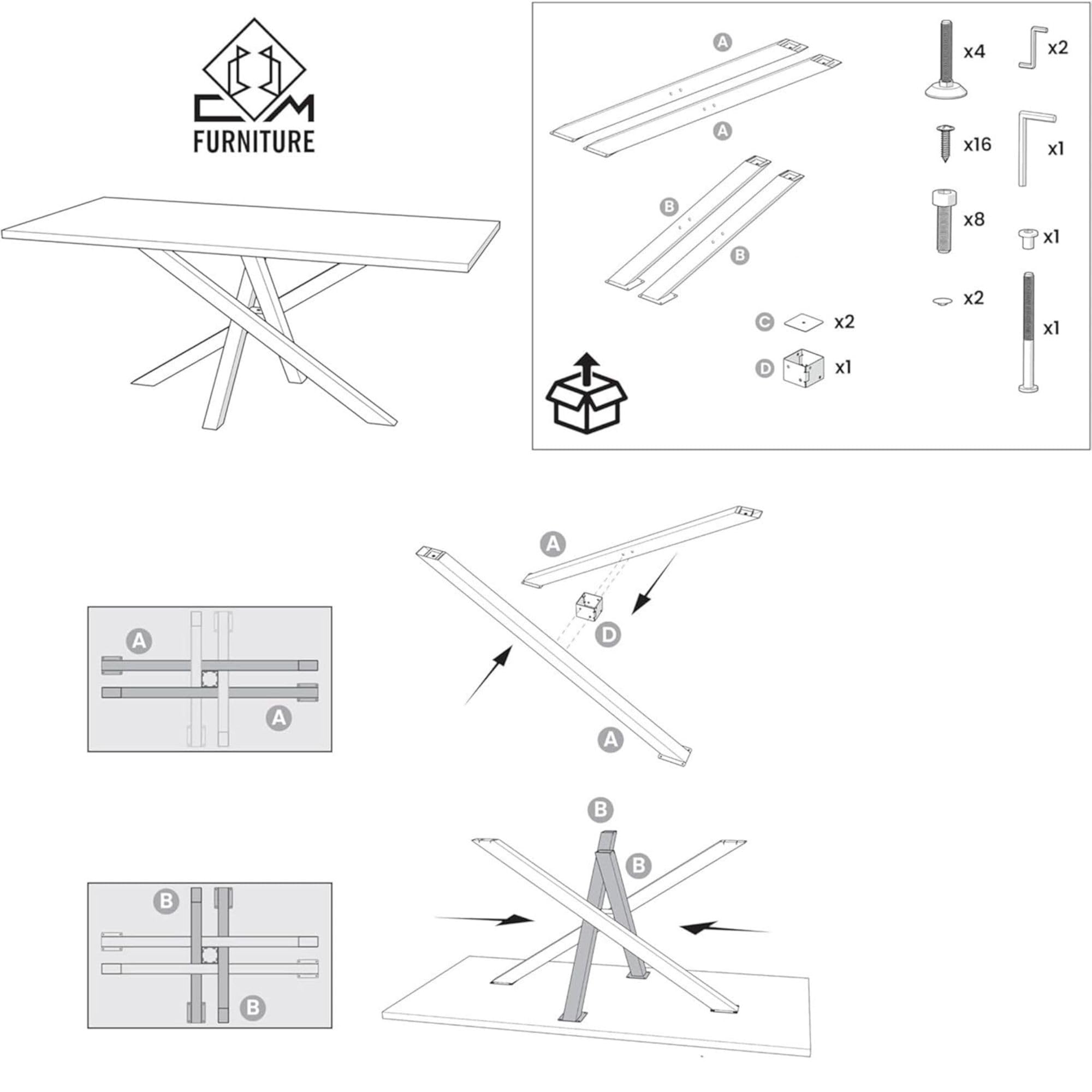 Gambe Tavolo Bianco Altezza 72 cm Struttura del Tavolo in Ferro Orion Design SPIDER Ragno Piede Piedi Acciaio Inox Gamba Solida per Tavolo da Pranzo Conferenza Basamento Tavolino DIY