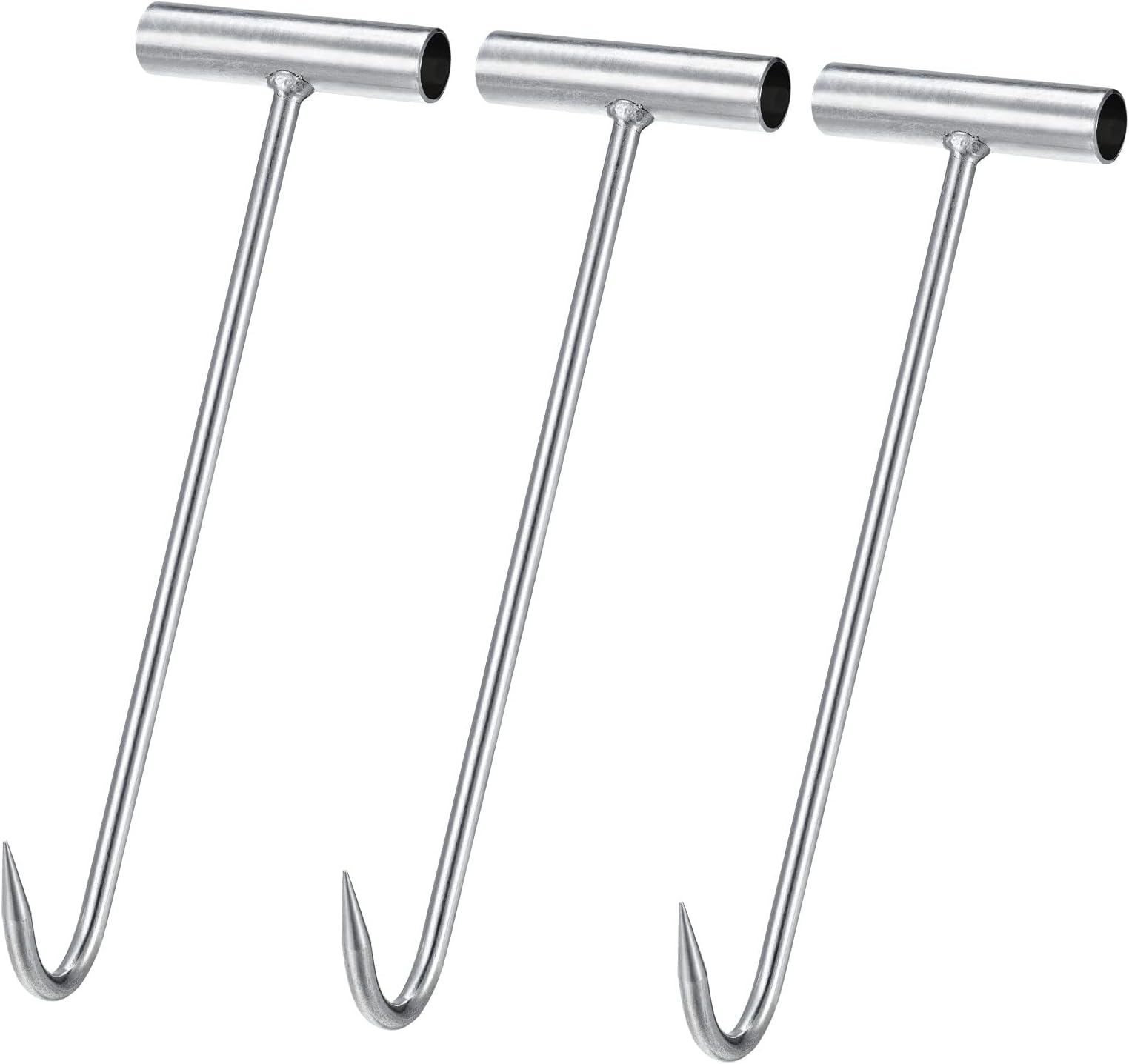 uxcell T-Handle Meat Boning Hook, Galvanized T Hooks for Kitchen Butcher Shop Restaurant 12"(300mm) 3Pcs