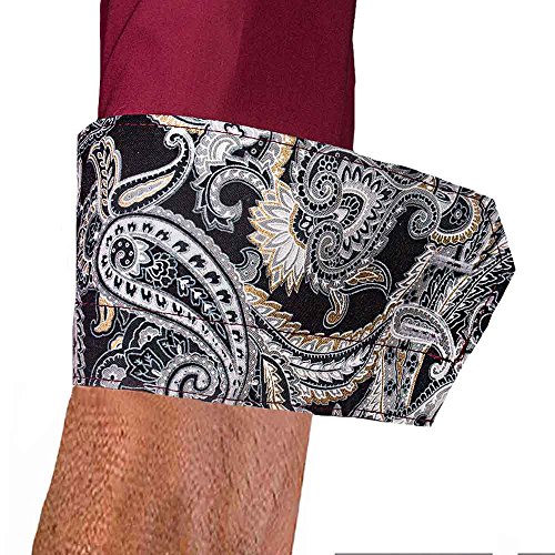Maroon with Black Accent Dress Shirts | Maroon Mens Shirts | Black Paisley Dress Shirts3