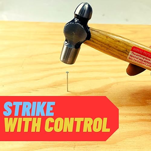 Miniatura 6 de Artesia Tool - Mini martillo de bola de 6 pulgadas, 4 onzas, mango de madera, cabeza de acero forjado en gota, ideal para metalurgia, diseño de