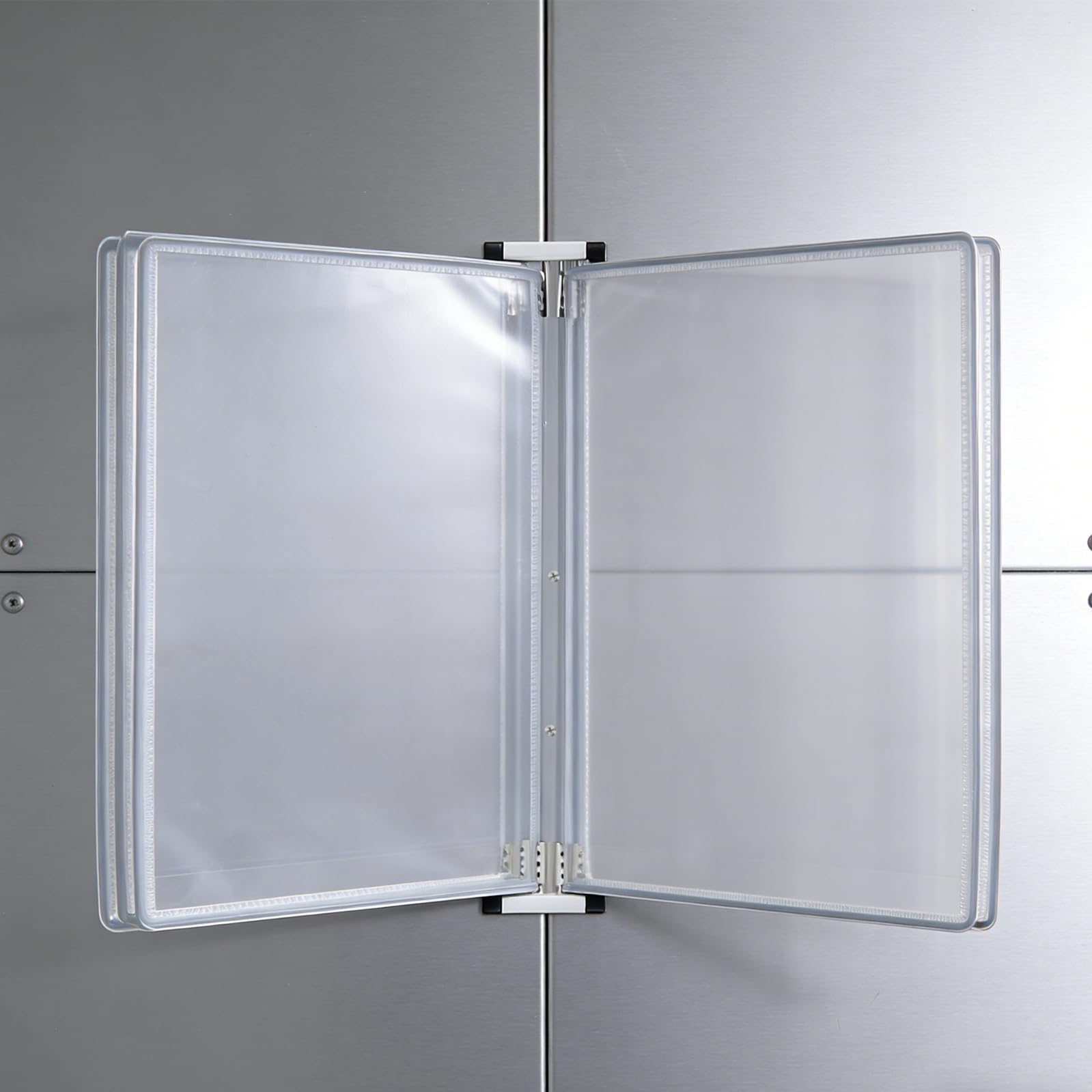 Lurrose Organizzatore di File da Parete A4 5 Tasche Ribaltabili, Porta Cartelle in Ferro e Pvc Grigio, Espositore per Documenti Salvaspazio per Uffici e Sale Riunioni