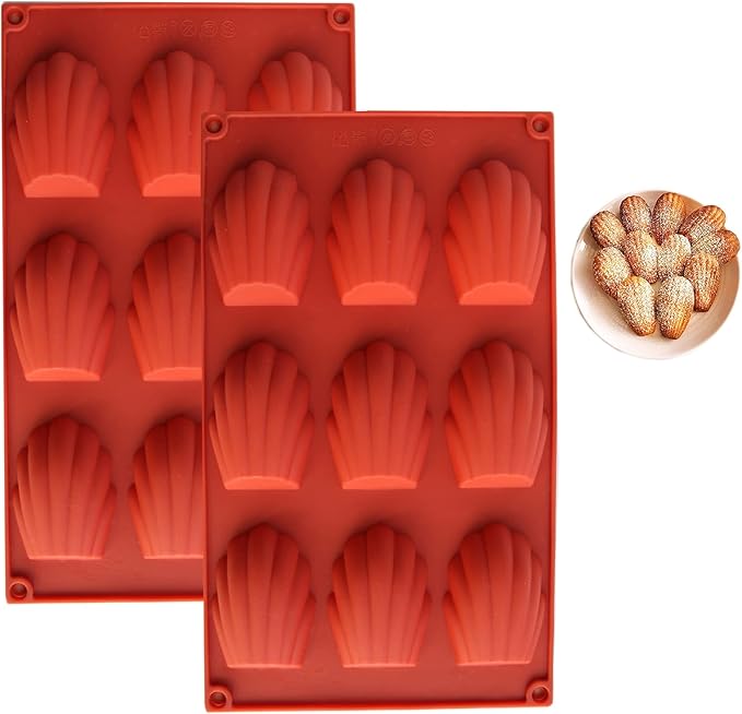 Meajore Madeleine Pan, 2 Pcs Silicone Madeline Cookies Pan