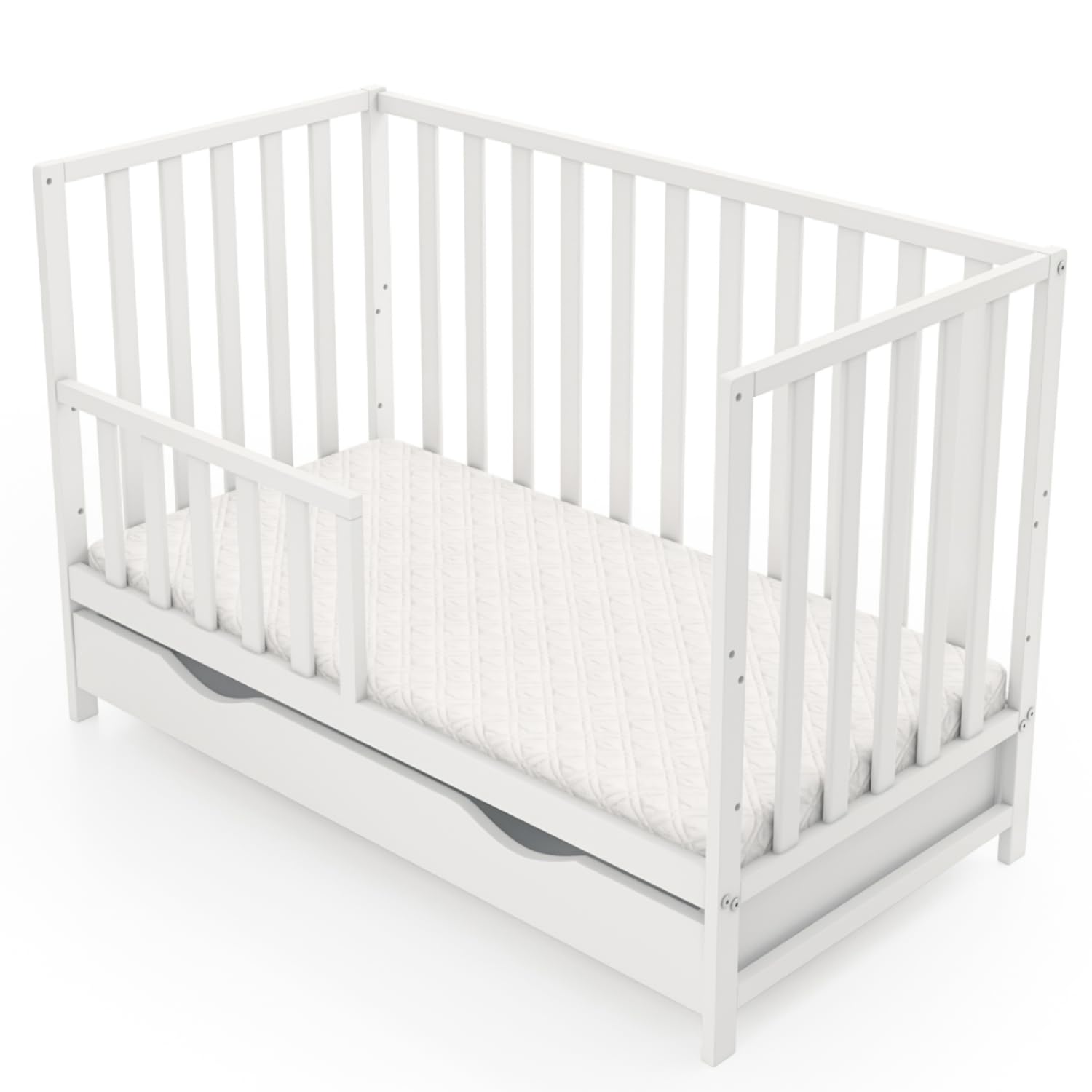 Generico Letto per bambini Lulu con materasso cassetto e kit di conversione 120x60 cm – cresce insieme al vostro bambino