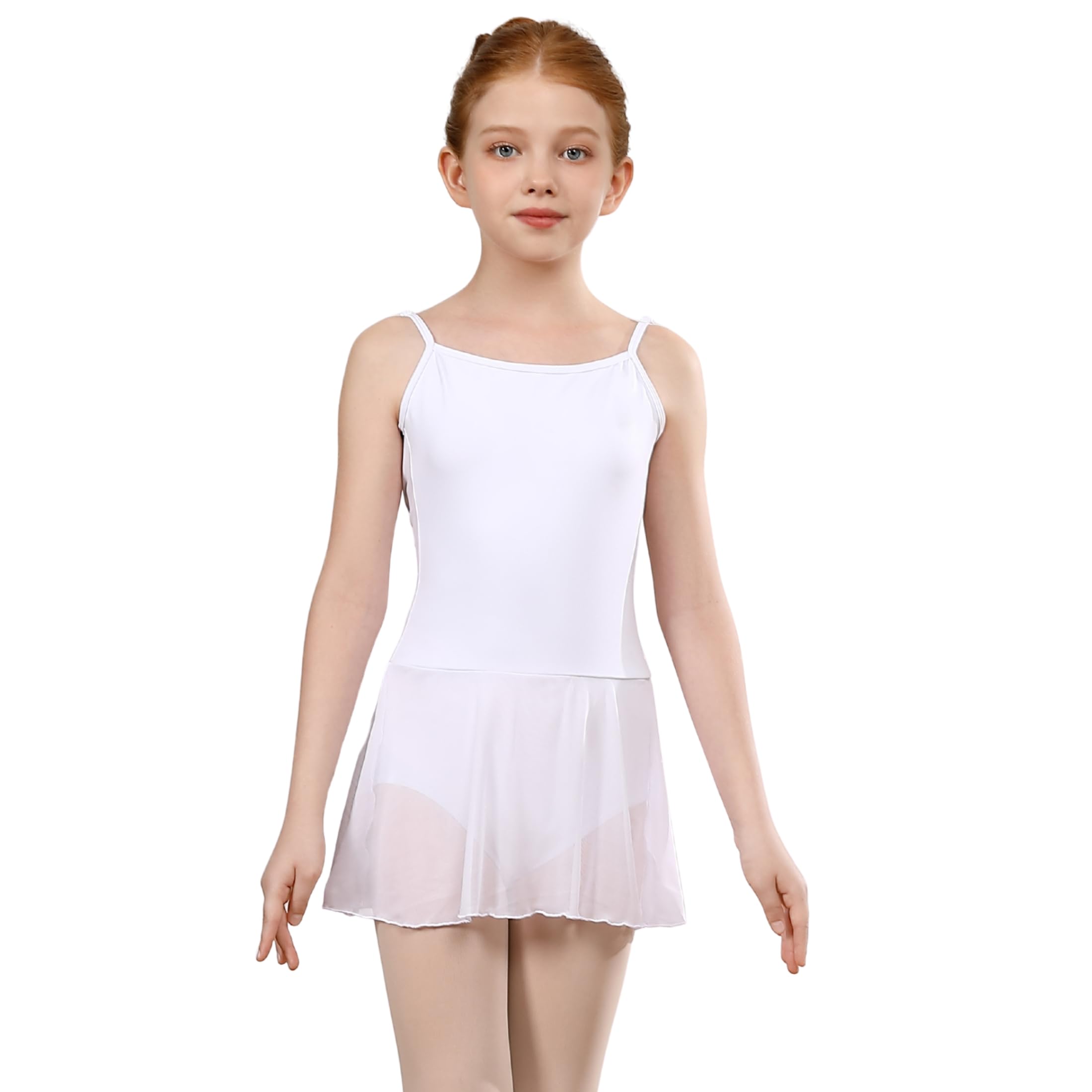 Justaucorps de Gymnastique Fille à Larges Bretelles, Léotard Enfant en Coton Élastique pour Danse et Sport