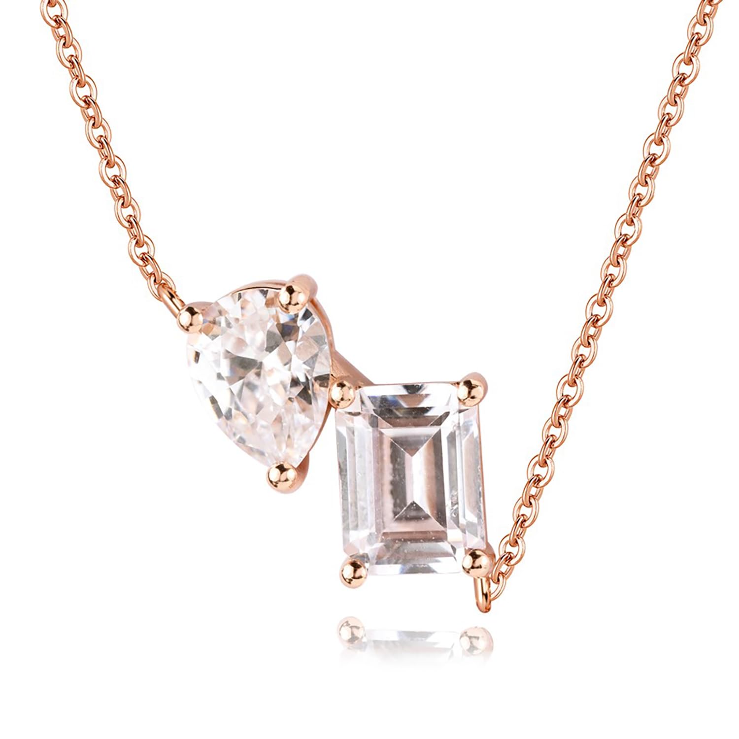 See full amazon price history chart for MISS JO 92.5 Sterling Silver Brilliant Duo Pendant Necklace, Emerald & Pear Cut Solitaires, Elegant Whites Collection, Gift for Women, BIS Hallmarked -Rose Gold Polish MISS JO 92.5 Sterling Silver Brilliant Duo Pendant Necklace, Emerald & Pear Cut Solitaires, Elegant Whites Collection, Gift for Women, BIS Hallmarked -Rose Gold Polish (B0CQ2QW1VR) Amazon Price History, Amazon Price Tracker