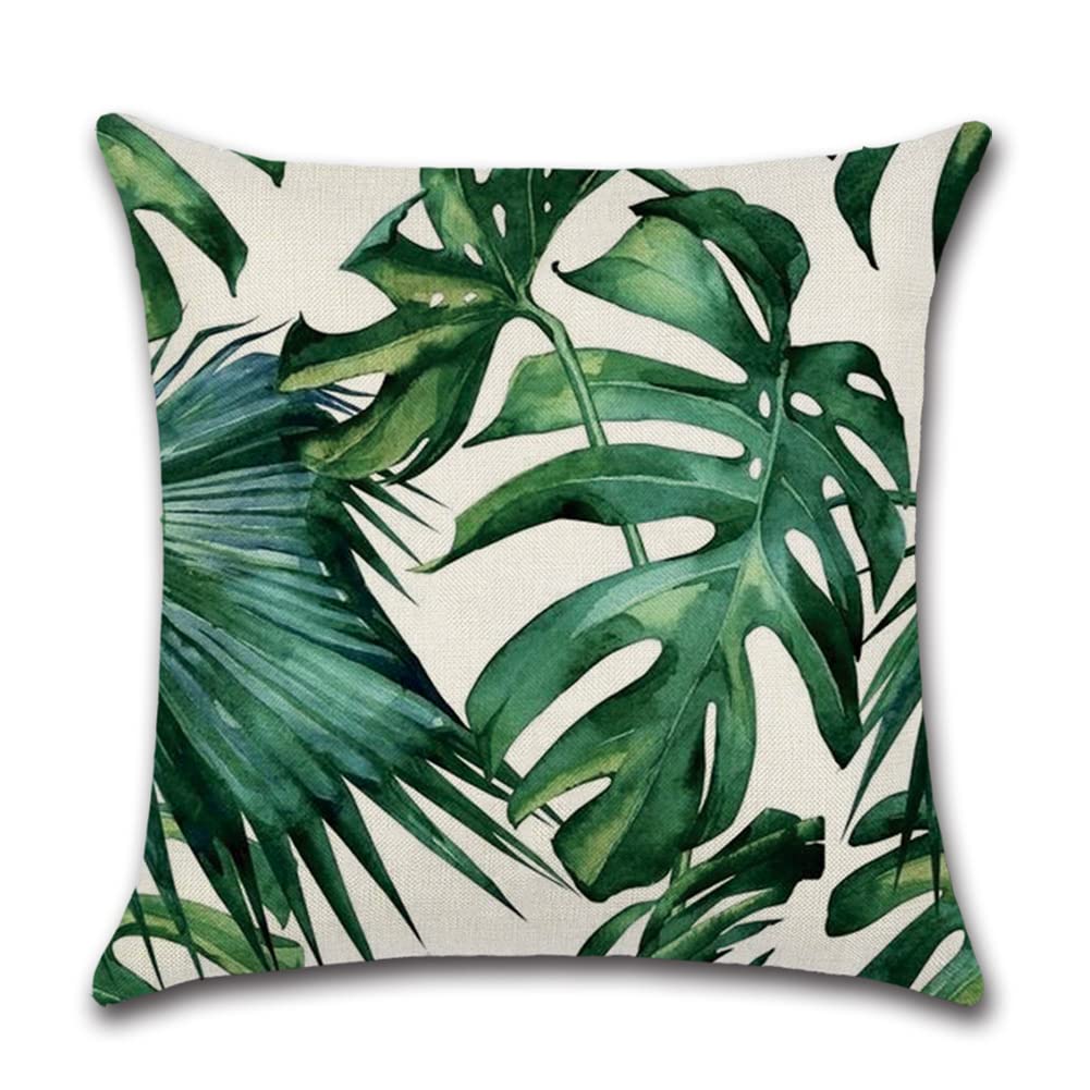 JOTOM Outdoor Waterproof Cushion Covers 45x45 cm Tropical Leaves Decorative Throw Pillow Covers Garden Patio Outdoor Cushions Pillow Cases for Couch Bench Sofa Indoor Decor Set of 4 (Tropical Plants) - Image 2
