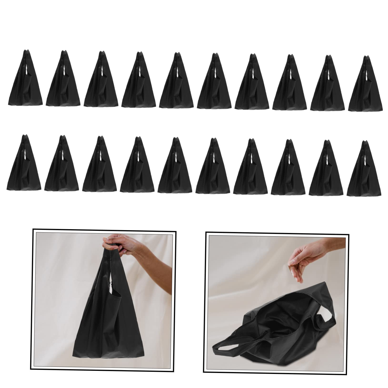 Schwarze Wiederverwendbare Einkaufstaschen mit Griff, 20 Stück