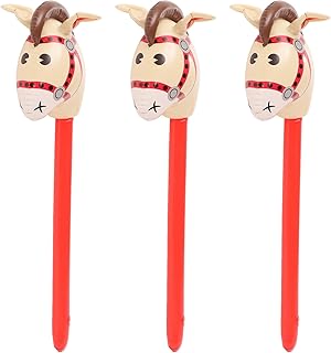 Toyvian 3 Pieces Inflatable Stick Horse Inflatable Horsehead Stick for Theme Party Decoration, 37.7 Inches