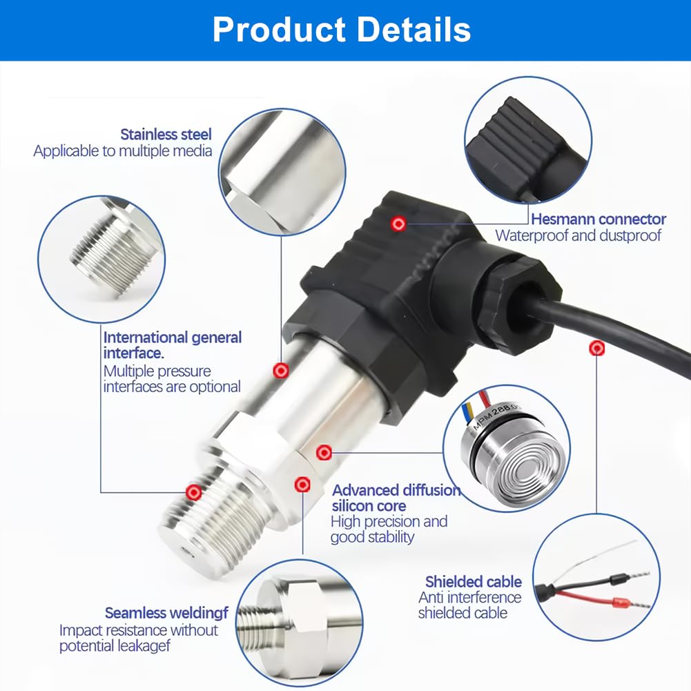 Sensor de transductor de presión de silicio 4-20mA salida G1 / 4 "para agua gasóleo(0-0.2MPA)