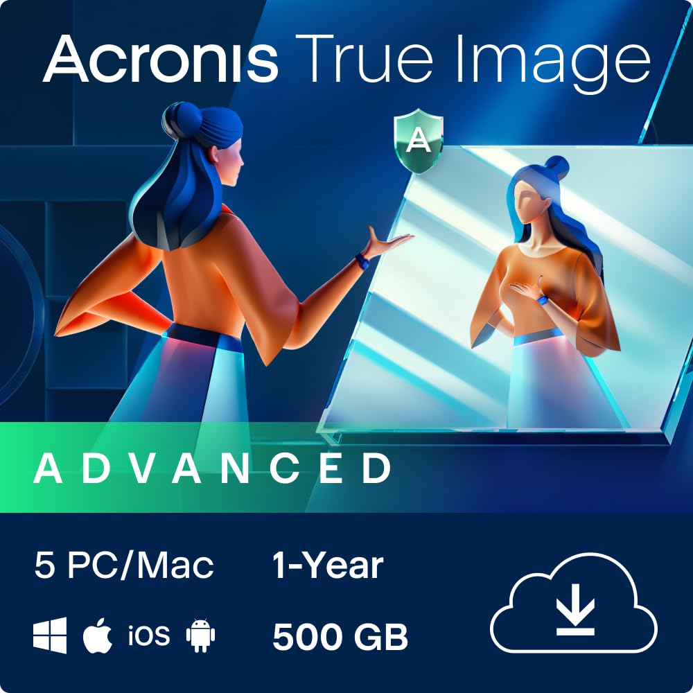 Acronis Cyber Protect Home Office 2023 Advanced 500 GB Cloud-Speicher 5 PC/Mac 1 Jahr Windows/Mac/Android/iOS Internet Security inkl. Backup Aktivierungscode per Email