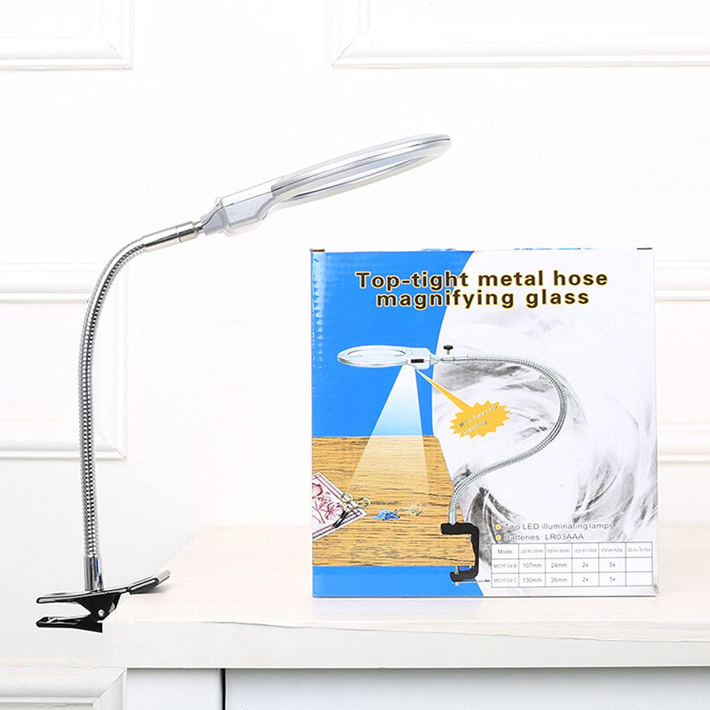 Biurkowa lupa do czytania LED - składana konstrukcja z 2 lampami LED - najlepsza lampa z lupą ze światłem i stojakiem Chaser of Light
