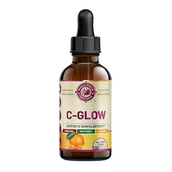 C Glow Vitamin C Liquid Serum | Supports Skin Elasticity & Hydration | Ascorbic Acid, Dandelion Extract, Vitamin E | Gluten Free, Vegan Friendly, Soy Free | Made in the USA.