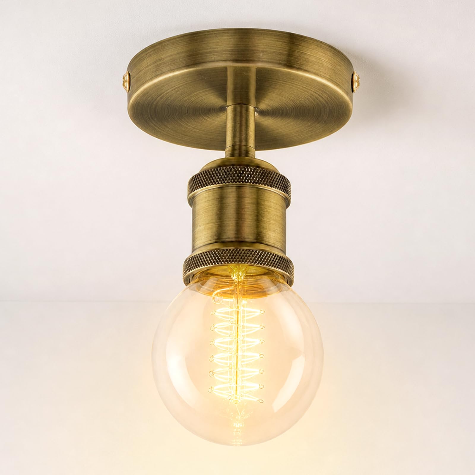 HUIBONA Vintage E27 Lamp Socket,Ceiling Lamp Holder Antique Brass Lamp Socket Ceiling Lamp Holder with Accessories for Kitchen Bedroom Living Room