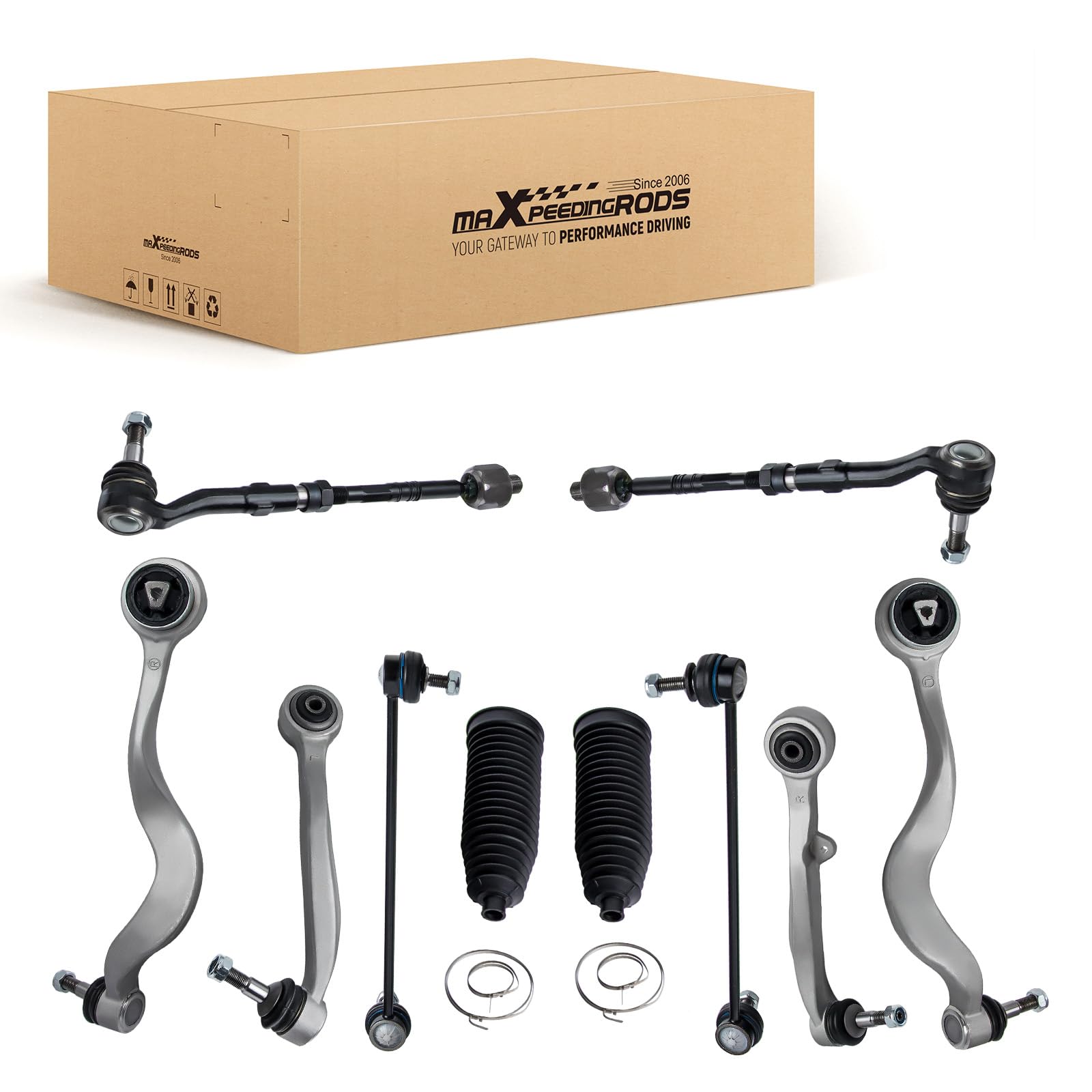 maXpeedingrods Kit de brazo de control de eje delantero de 12 piezas con bieleta estabilizadora y rótula de dirección para BMW Serie 5 E60 Sedán y Serie 5 Touring E61 (2003–2010), 31126774826