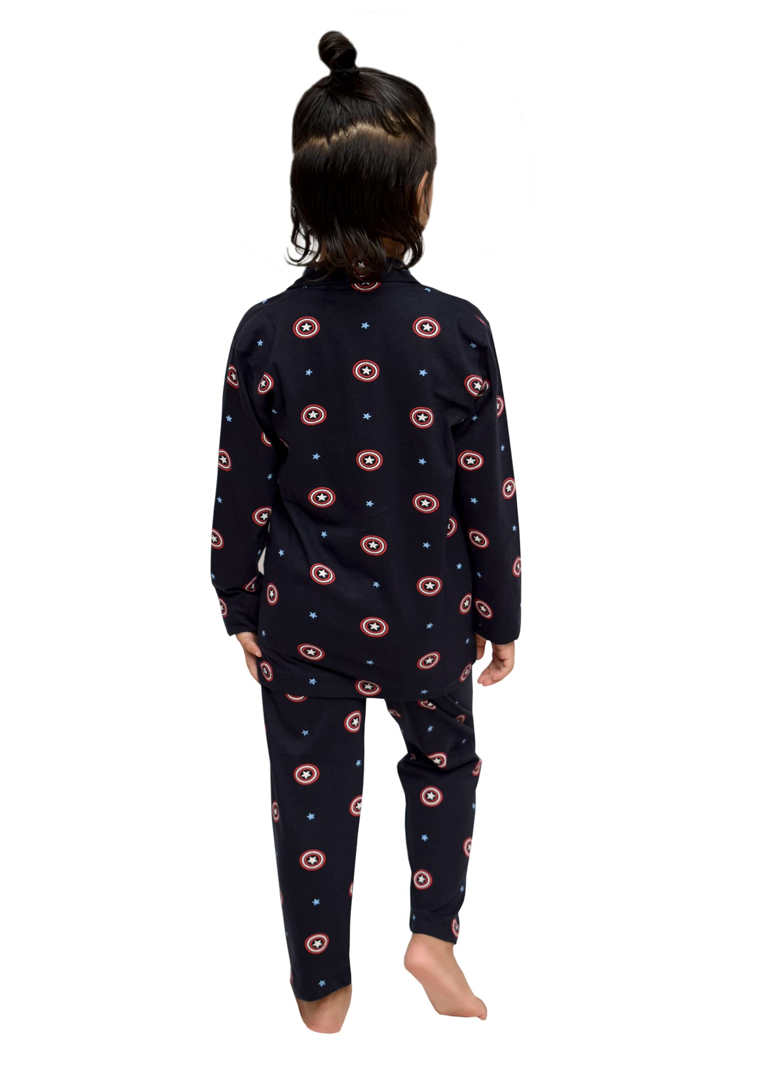 3BROS Kid's Pure Cotton Pajama Set Printed Full Sleeves Night Suit/Dress For Boys/Girls Full Pajama & Top Sleep Suit Combo Set Navy Blue Coloured For 7-8 Years - Image 5 thumbnail