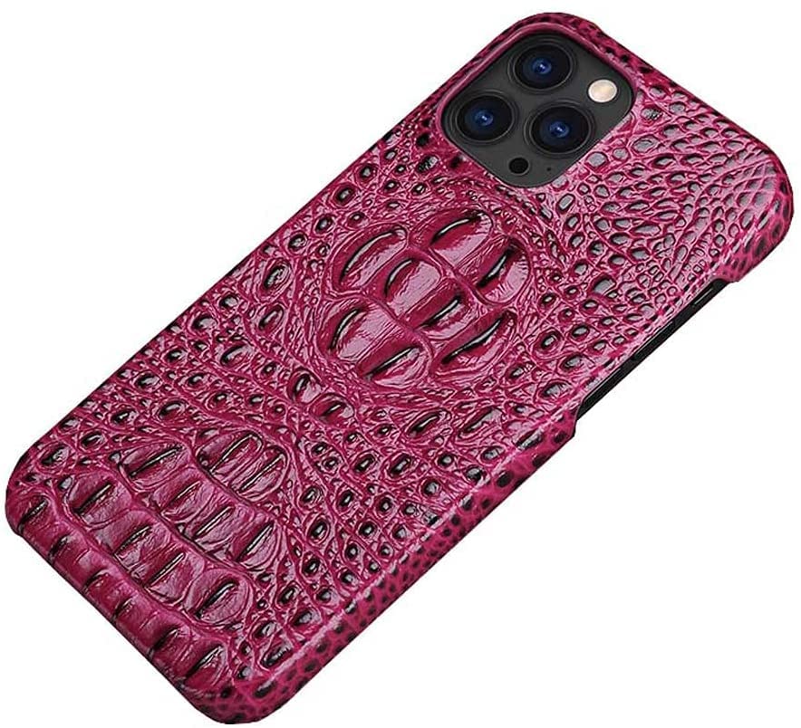 Étui iPhone 13 Pro cuir crocodile antichoc rouge vin 6,1"
