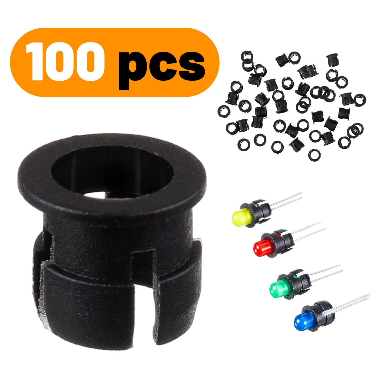 50 Supports/fixations Pour LED 3mm Et 5mm - Porte-LED En Plastique ABS Noir