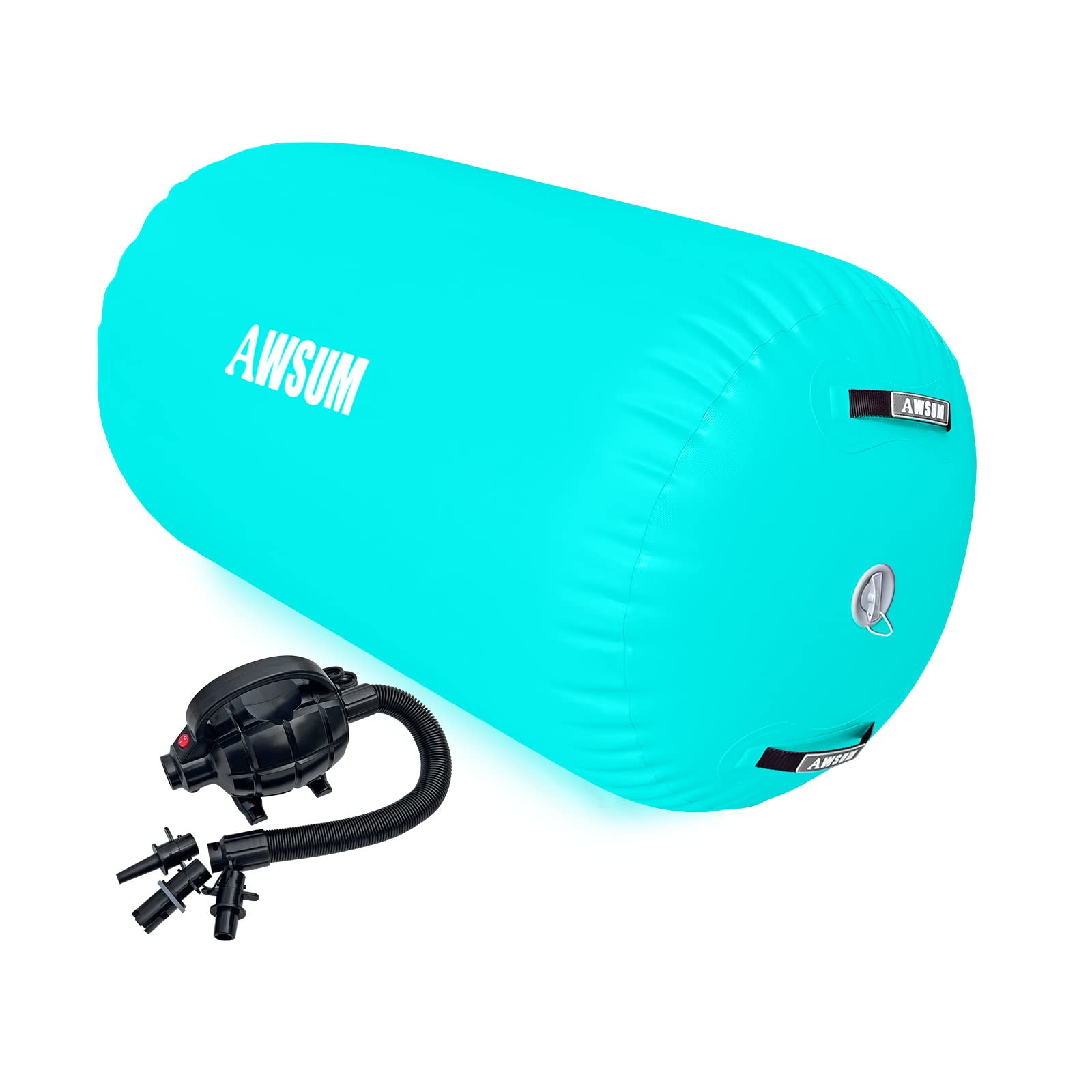 Photo 1 of *SEE NOTES AWSUM Gymnastics Air Roller Tumbling Barrel Back Somersault Backbend Trainer for Gymnastics Inflatable Springboard equipment with Electric Pump (L)47.3in*(Diam)35.4" Green