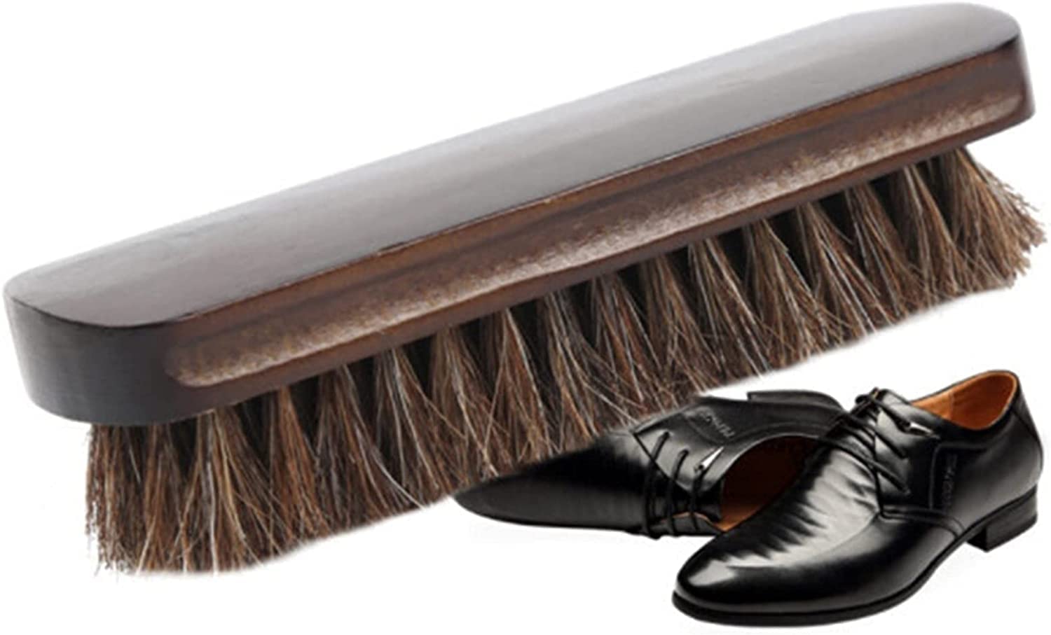 Cepillos for Zapatos for el hogar, Cepillo for Zapatos de Pelo de Caballo Pulido Suave de Crin Real, Cuero Natural Pulido con Mango de Madera, Cepillo for Herramientas de baño