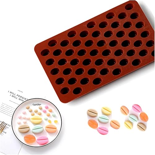 Miniatura 7 de QTMY Paquete de 4 55 mini moldes de silicona de granos de café para chocolate, caramelos, cubitos de hielo, gelatina, píldoras, golosinas para