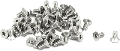 uxcell M2x4mm T6 304 Stainless Steel Flat Torx Head Screw 50pcs